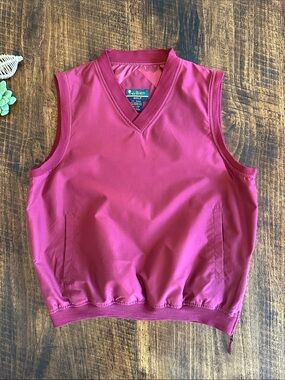 Tres Bien | Golf V-Neck Wind Vest Maroon Pullover, Size M